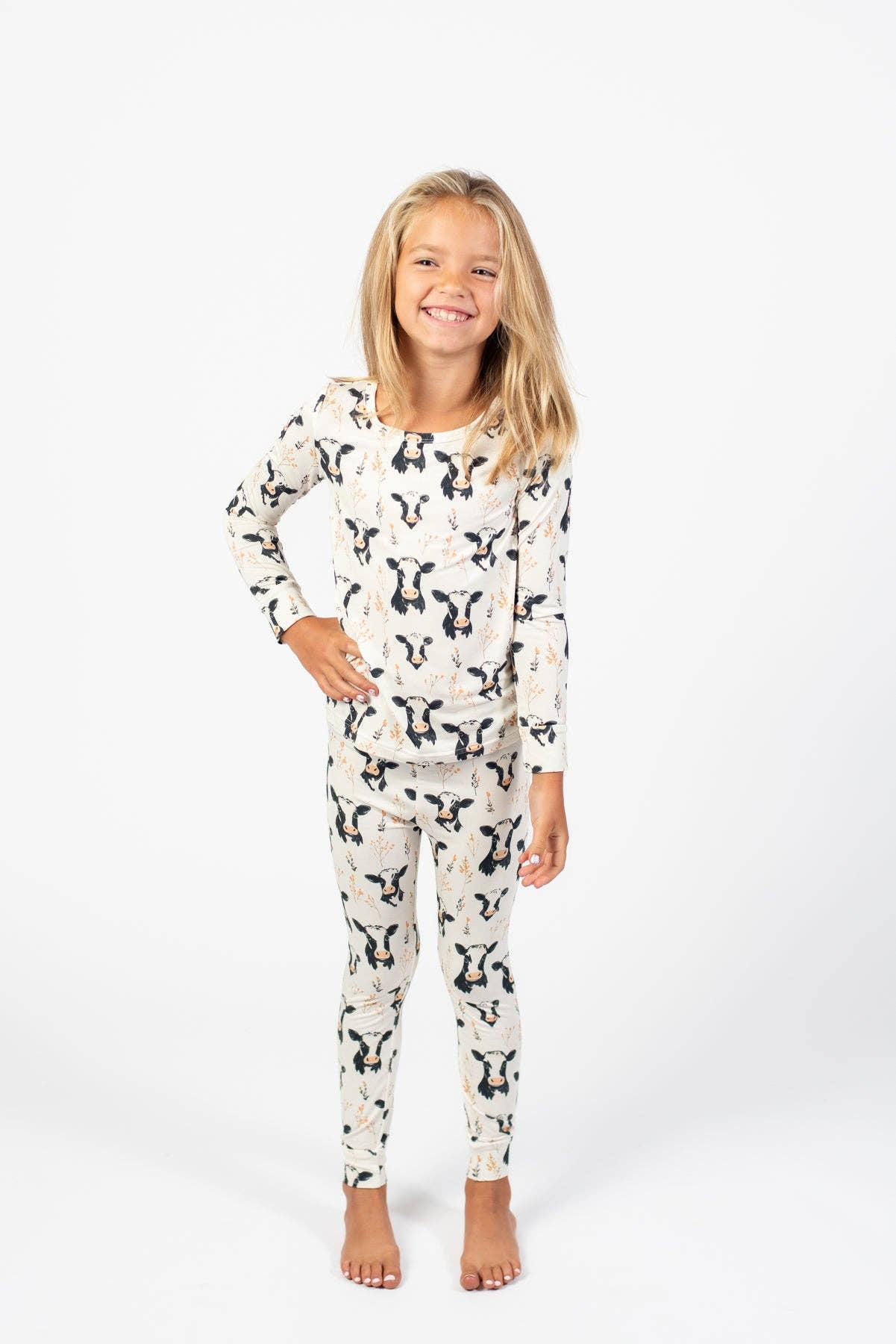 Floral Cow Pajama Set