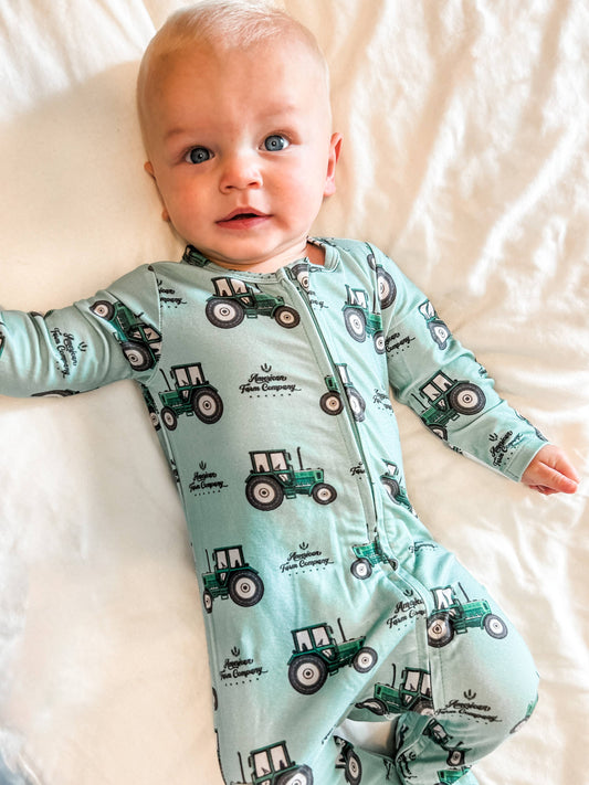 Green Tractor Baby Zippy