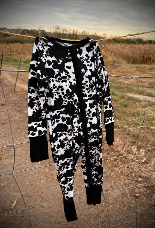 Cow Print Baby Zippy