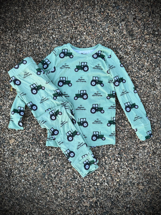 Green Tractor Bamboo Pajama Set