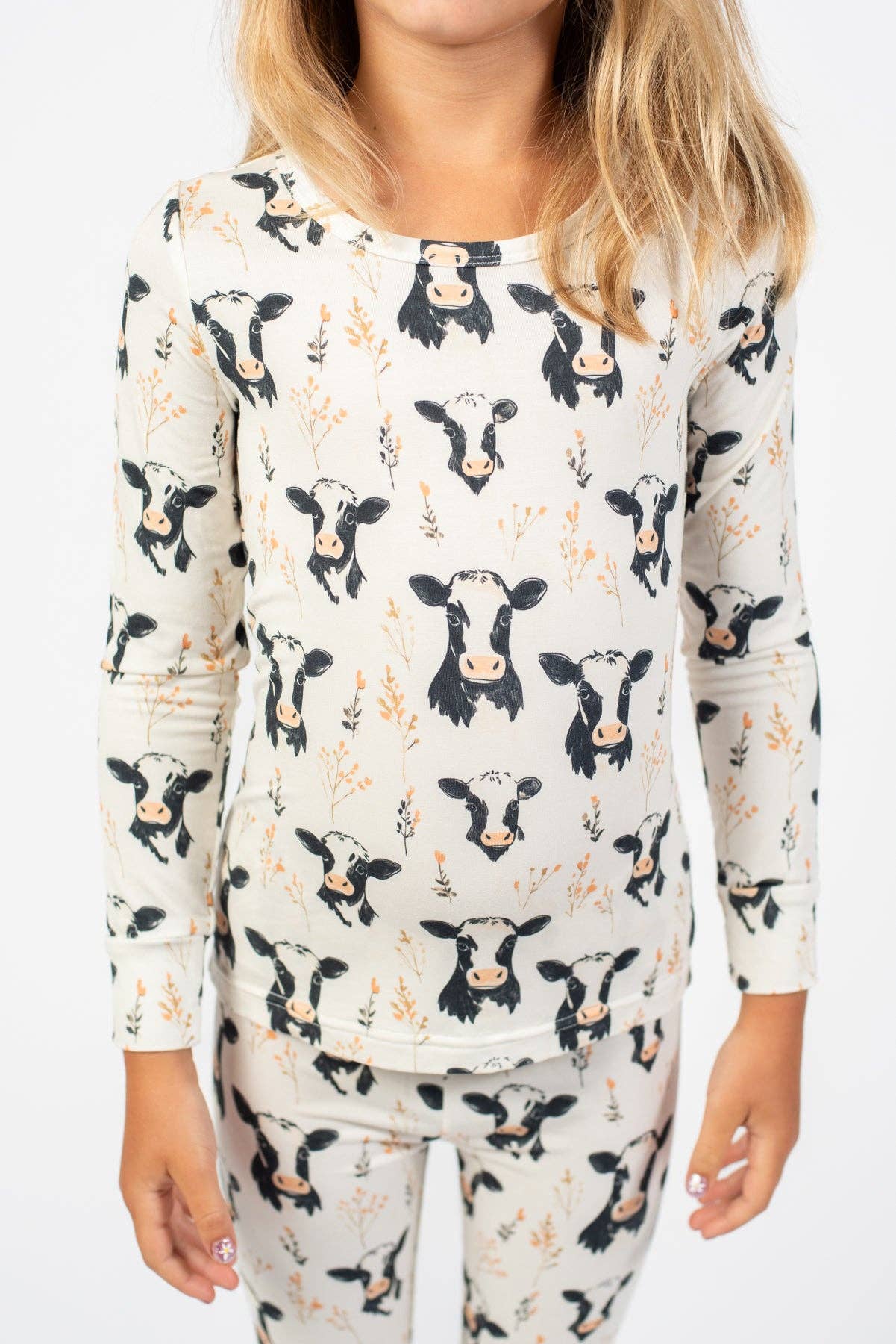 Floral Cow Pajama Set