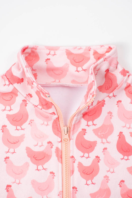 Pink Chicken Zip-Up Toddler/Youth Fleece Jacket