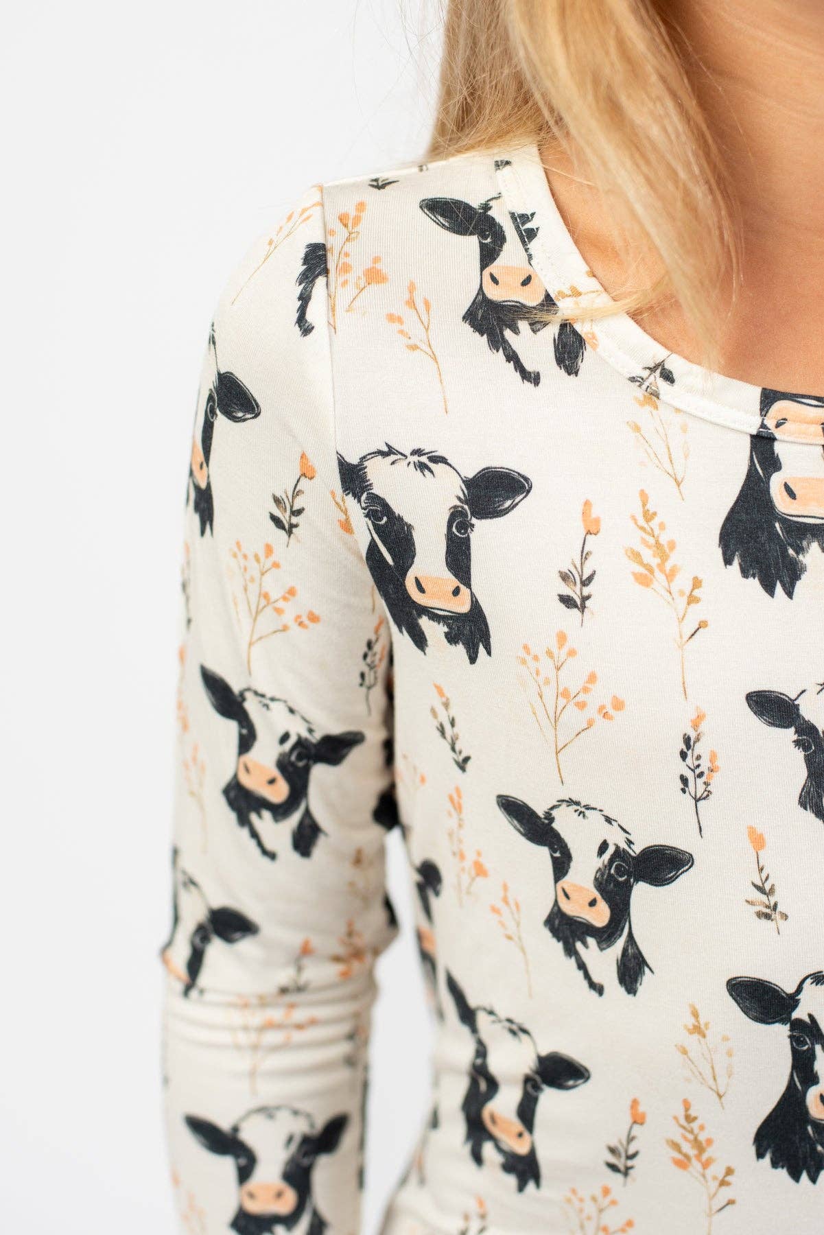 Floral Cow Pajama Set